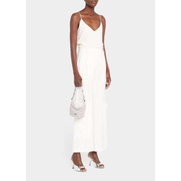 NWT Cult Gaia Gia Allover Crystal Zip Shoulder Bag in Silver - Picture 4 of 14